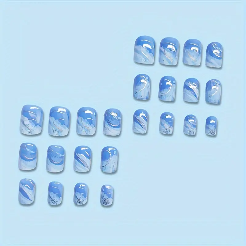 Blue Ocean Aura Colorblock Press-On Nails (24PCs)