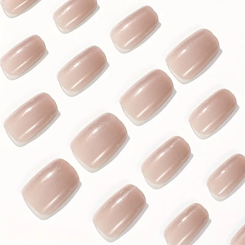 Nude Pearlescent Square Press-On Nails (24pcs)