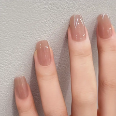 Nude Pearlescent Square Press-On Nails (24pcs)