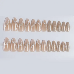 French Glitter Gradient Almond Nails (24pcs)