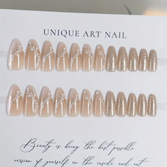 French Glitter Gradient Almond Nails (24pcs)