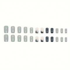 Blue French Tip Glitter Press-On Nails (24pcs)