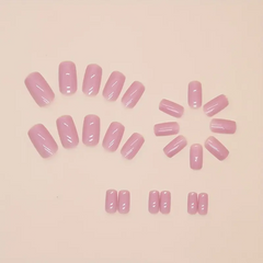 Peachy Glow – 24pcs Tender Peach Pink Square Nails