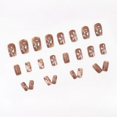 Summer Bloom – 24pcs French Floral Gradient Square Nails