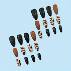 Matte Coffee Leaf Nails (24pcs) ☕🍃🌫