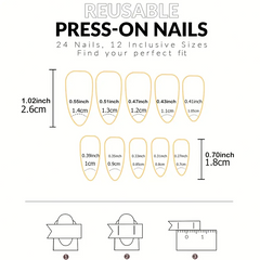 French White Border Almond Nails (24pcs) 🤍💍🎉