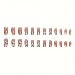 Floral Glitter Ballerina – 24pcs Long Press-On Nails