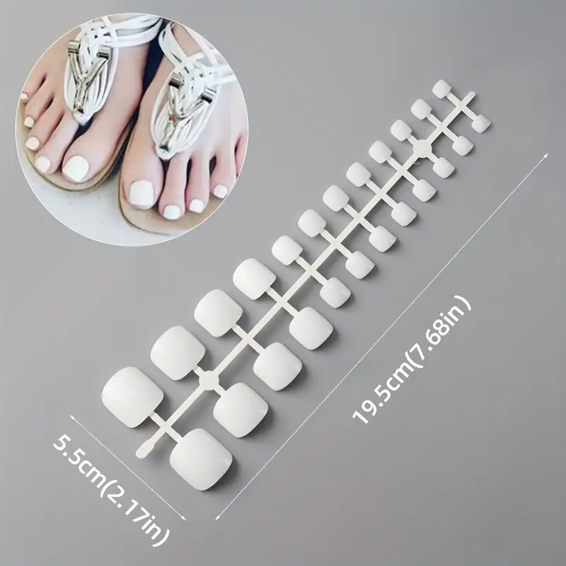 Classic Mixed Color Glossy Square Toe Nails (24pcs)