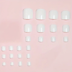 Glossy White Square Toe Nails (24pcs)