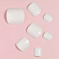 Glossy White Square Toe Nails (24pcs)