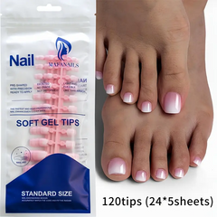 French Gradient Nude to Pink Ombre Toe Nails (24pcs)