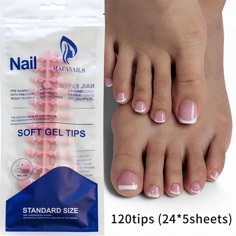 French Gradient Nude to Pink Ombre Toe Nails (24pcs)