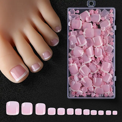 Michelleccy Pink – 24pcs Short Oval Press-On Toenail Tips