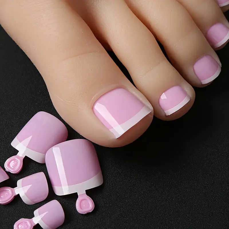 Michelleccy Pink – 24pcs Short Oval Press-On Toenail Tips