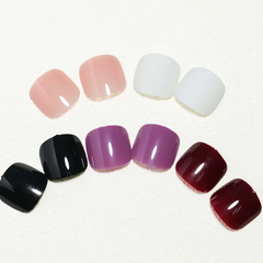Solid Color Toes – 5 Colors Press-On Toenails Full Set  box