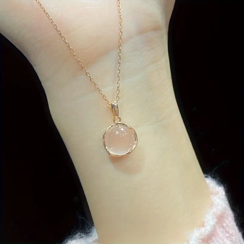 Cherry Blossom Pink Oval Pendant Necklace