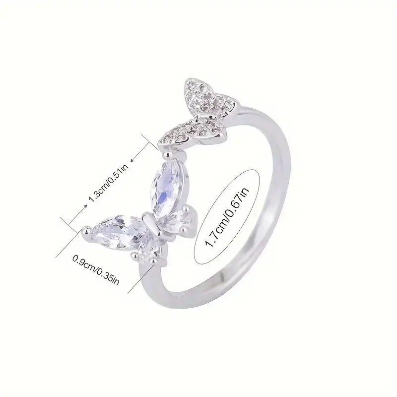 Fairy Zirconia Butterfly Adjustable Ring