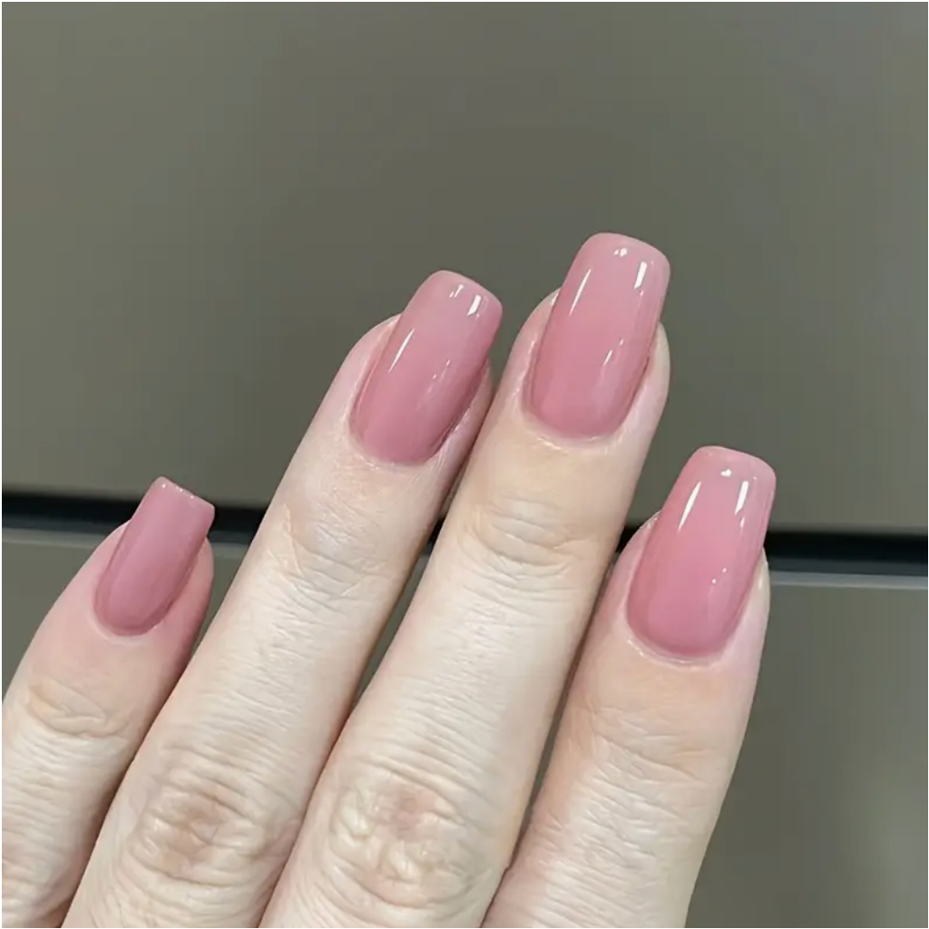 Peachy Glow – 24pcs Tender Peach Pink Square Nails
